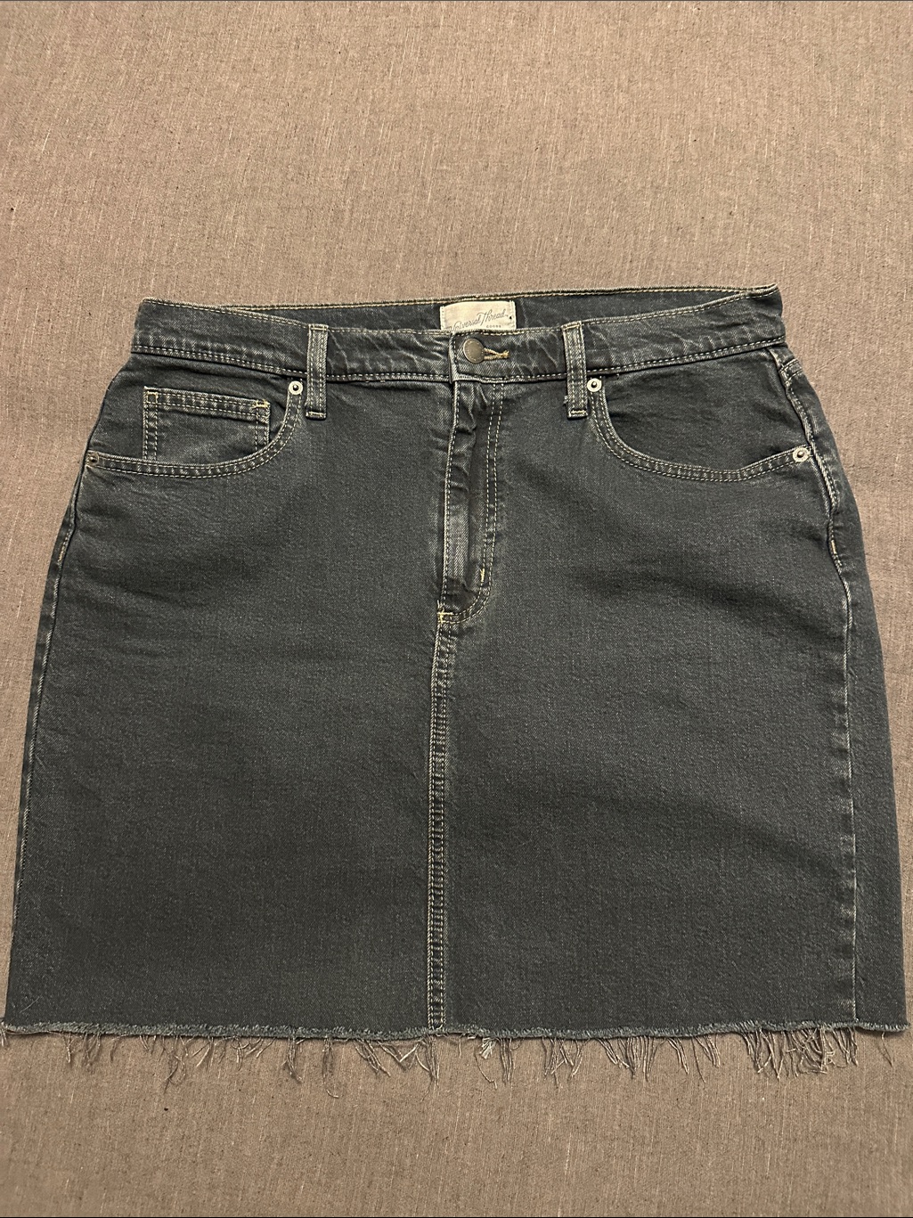 Universal Thread Black Denim Mini Skirt With Frayed Hem